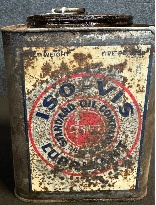 ISO-VIS Standard Oil Co 5LB Net 1920s Square Lubricant SST Grease Can