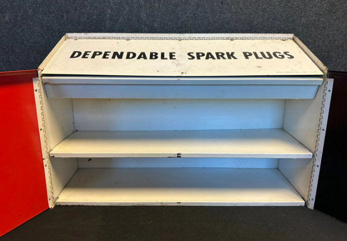 Champion Dependable Spark Plugs Metal Advertising Store Display Cabinet w/ Keys