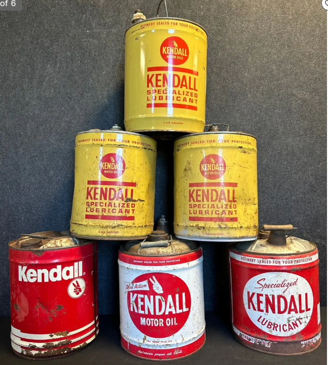 Six Kendall 5 Gallon SST Motor Oil Cans
