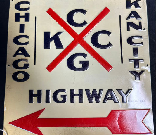 Chicago Kansas City Highway Embossed SST Sign