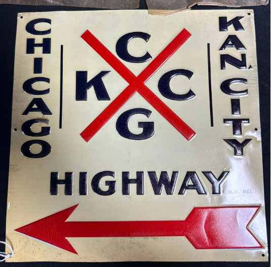 Chicago Kansas City Highway Embossed SST Sign