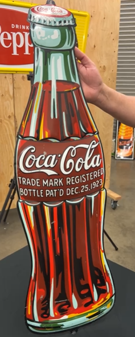 Coca-Cola SST Embossed Die-Cut Christmas Bottle Sign