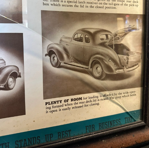 1939 Plymouth Couple Pickup Truck Paper Advertising Dealer Display Sign Framed