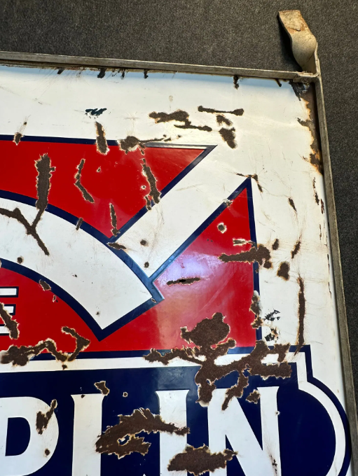 Champlin Oils Double Sided Porcelain Advertising Sign w/ Original Hanging Bracket