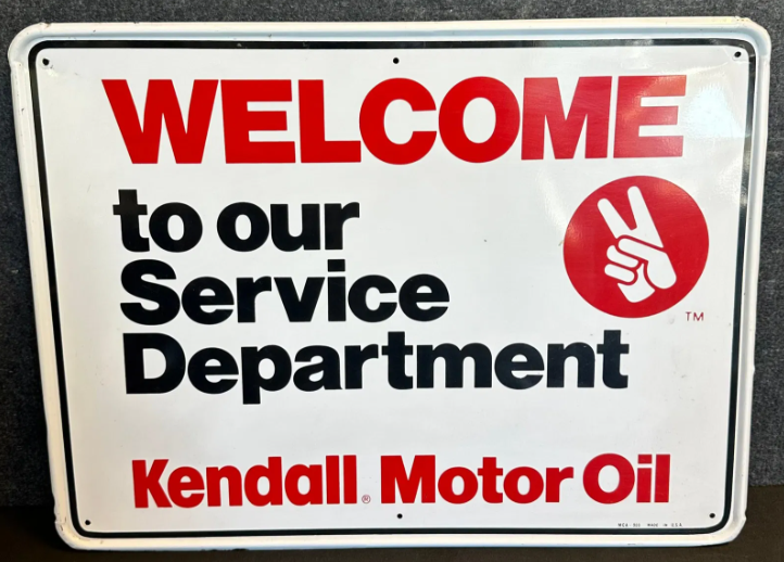 Kendall Welcome to Our Service Department Motor Oil Self Framed SST Sign