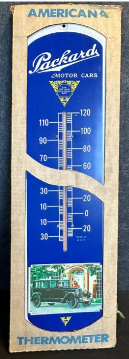 1970s Packard Motor Cars Reproduction Thermometer w/ Original Box