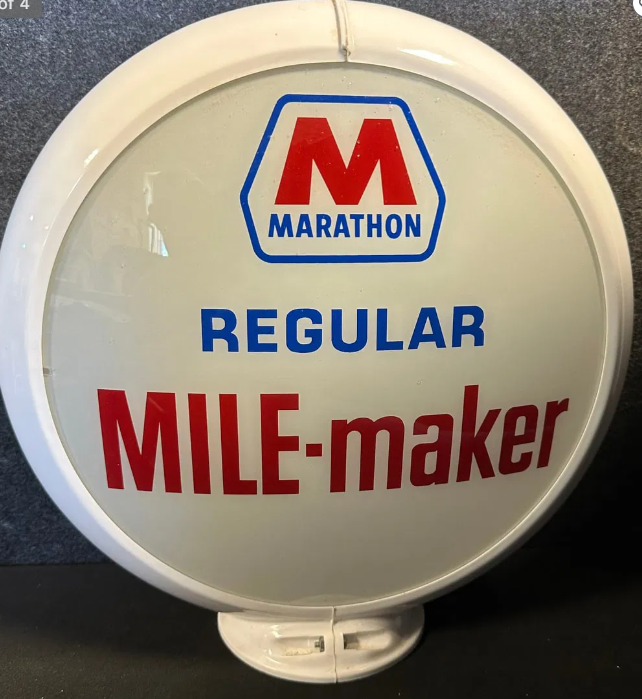 Marathon Regular Mile-Maker Gas Pump Globe with Original Lenses & Capco Body