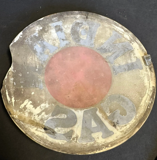 Indian Gas Single Glass 13.5″ Gas Pump Globe Lense by Hull Dated February 1938