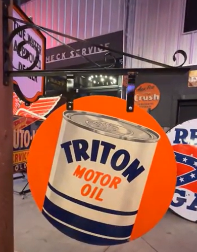 Triton Motor Oil 28 Inch Masonite Sign