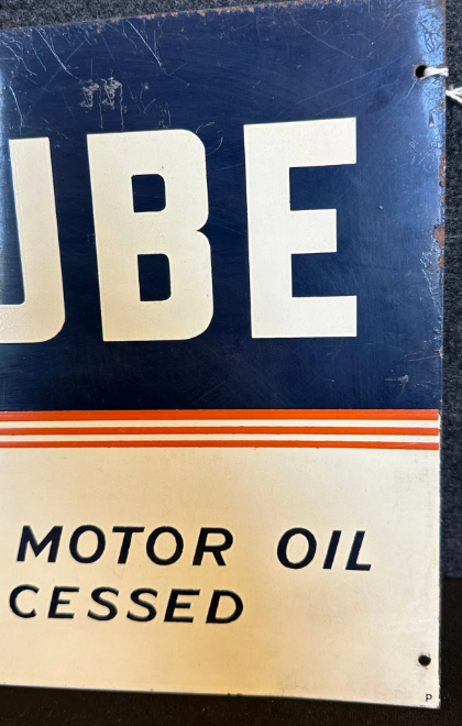 Gulflube High Mileage Motor Oil 1940s Rack Topper SST Sign