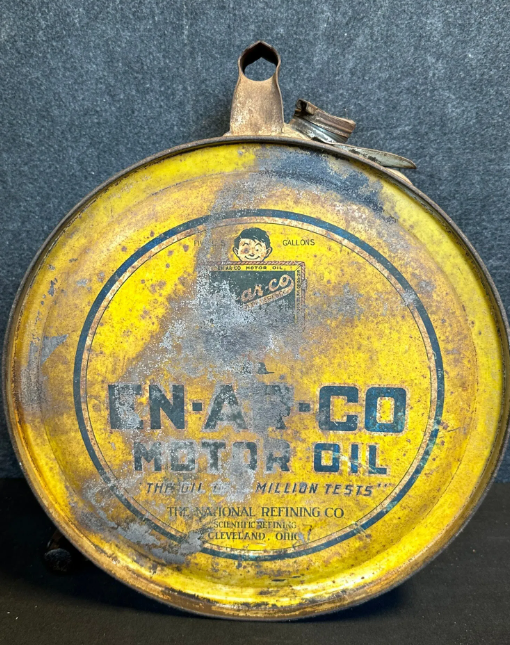 Enarco Motor Oil 1920s 5 Gallon Rocker Can by National Refining Co Cleveland Ohio