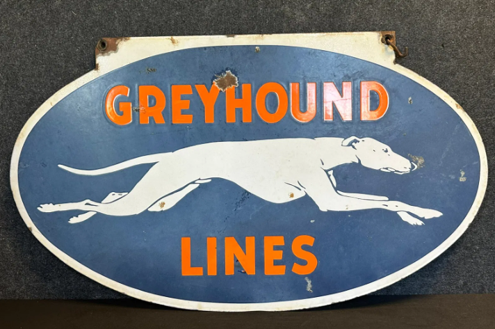 Greyhound Lines DSP Hanging Bus Depot Sign