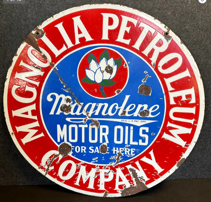 Magnolia Magnolene Motor Oils Co DSP 30 Inch Sign