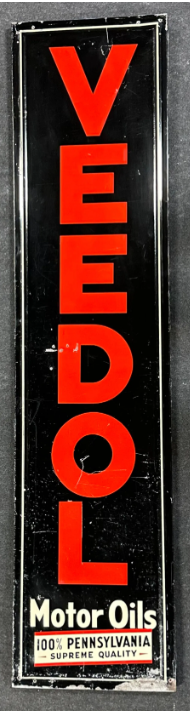 Veedol Motor Oils SST Embossed Self Framed 1930s Sign
