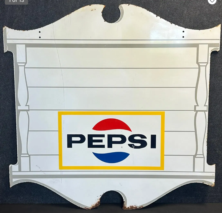 Pepsi Cola 1969 Die Cut DST Hanging Soda Pop Sign