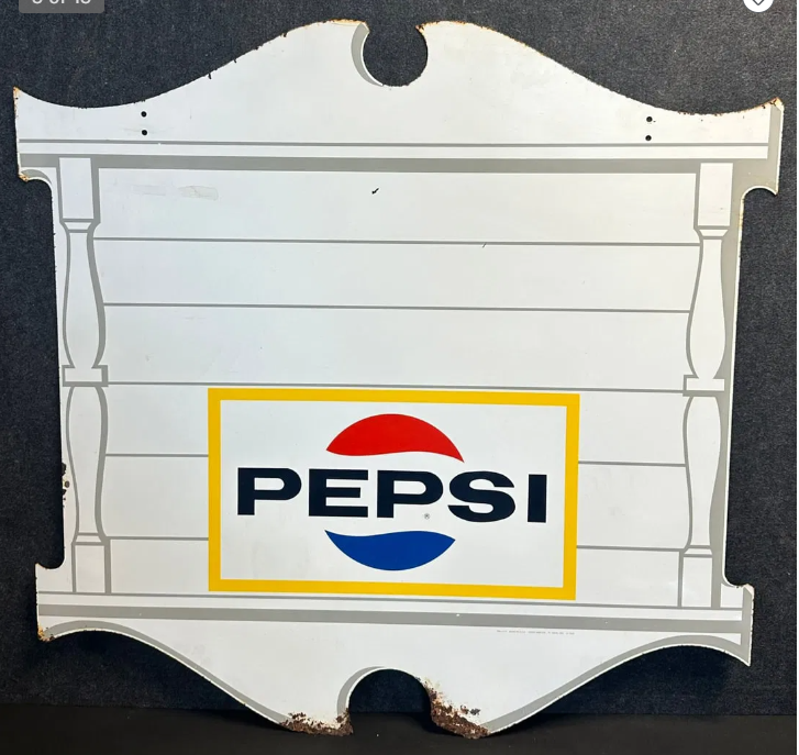 Pepsi Cola 1969 Die Cut DST Hanging Soda Pop Sign