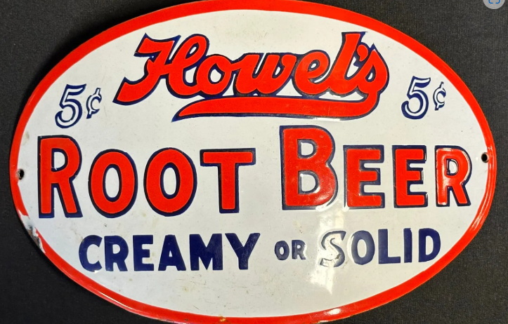 Howel’s Root Beer Creamy or Solid SSP Curved Barrel Sign