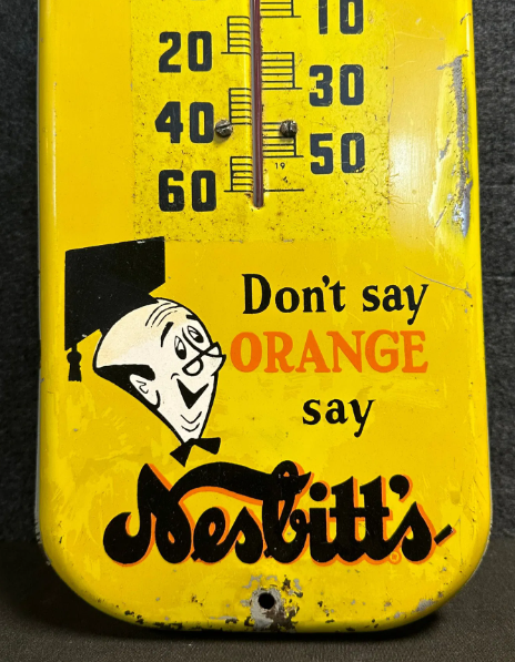 Nesbitt’s Orange Soda Pop SST Embossed Tube Thermometer