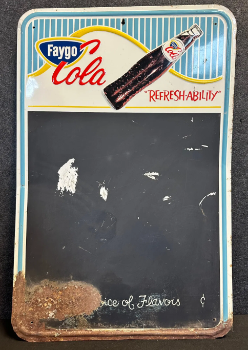 Faygo Beverages Embossed Soda Pop SST Menu Board Sign