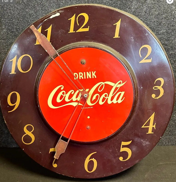 Coca Cola 1950s Metal Advertising Electric Wall Clock