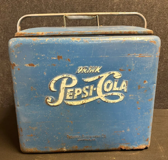 Pepsi Cola Embossed Blue Soda Pop Beverage Cooler by Progress