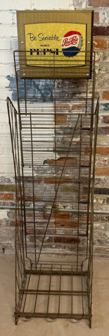 Be Sociable Serve Pepsi Wood Bottle Case Store Display with DST Rack Topper Sign