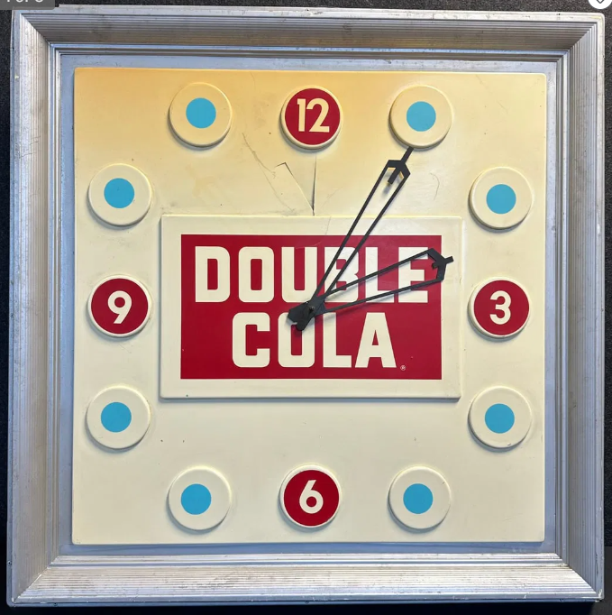 Double Cola Plastic Electric 3’x3′ Embossed Soda Clock