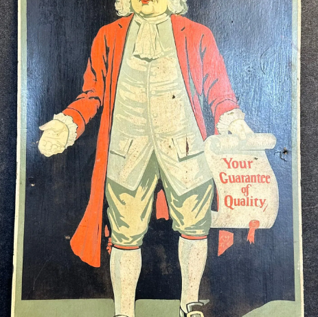 1924 Quaker Mills Oats Cardboard Easel Back Advertising General Store Sign with Attached Document