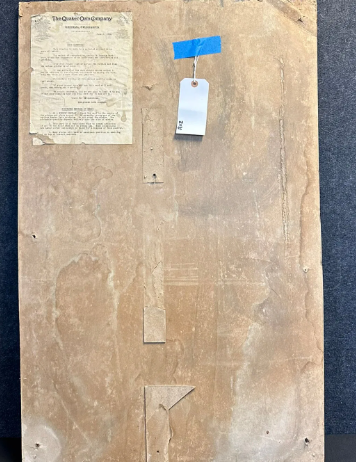 1924 Quaker Mills Oats Cardboard Easel Back Advertising General Store Sign with Attached Document