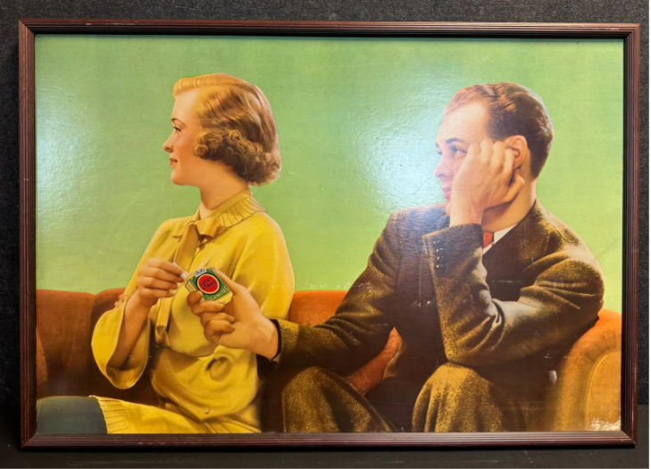 Lucky Strike Cardboard Framed Cigarette Sign