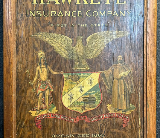 Hawkeye Insurance Company Des Moines Iowa Painted Wood Sign