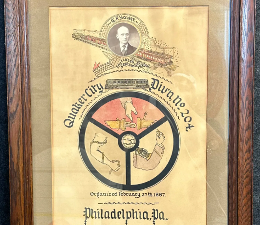 Order Of Railway Conductors Quaker City Philadelphia PA Water Color Hand Painted Sign