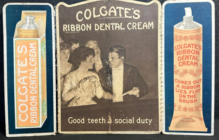 Colgate’s Ribbon Dental Cream Cardboard Tri Fold Sign