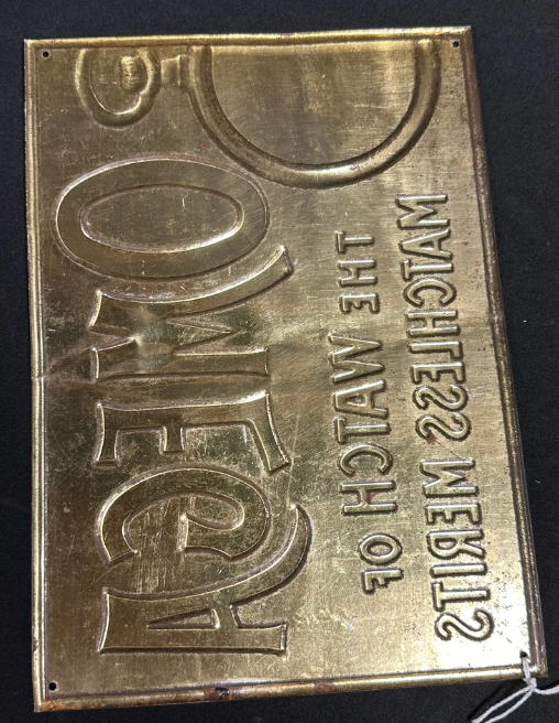 Omega The Watch of Matchless Merits SST Embossed Jewelry Sign