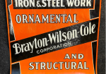 Brayton Wilson Cole Building & Iron Steel Work Boston Mass SST Embossed Sign
