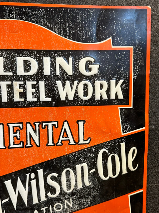 Brayton Wilson Cole Building & Iron Steel Work Boston Mass SST Embossed Sign