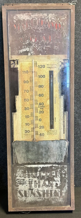 Malcomson Coal Tube Thermometer with Barometer Hotter Than Sunshine