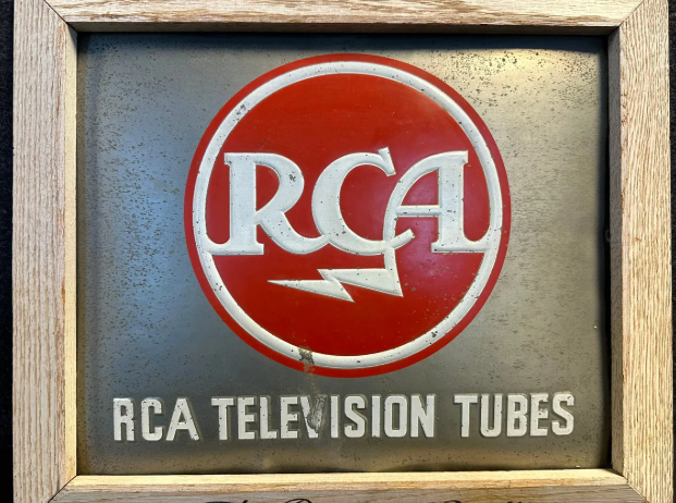 RCA Television Tubes SST Embossed Sign with Wood Frame