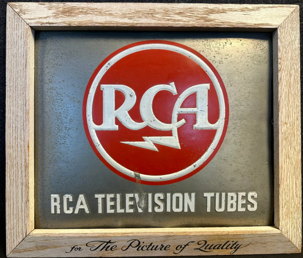 RCA Television Tubes SST Embossed Sign with Wood Frame
