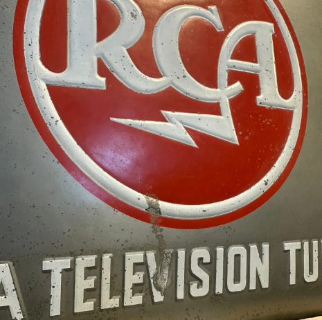 RCA Television Tubes SST Embossed Sign with Wood Frame