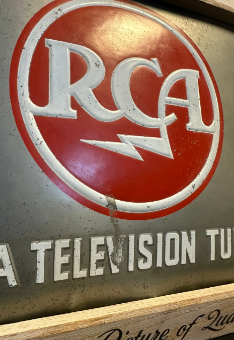 RCA Television Tubes SST Embossed Sign with Wood Frame
