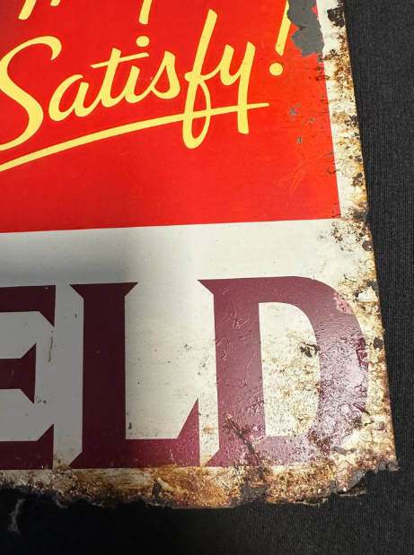 Chesterfield Cigarettes Single Sided Painted Metal Embossed Advertising Sign