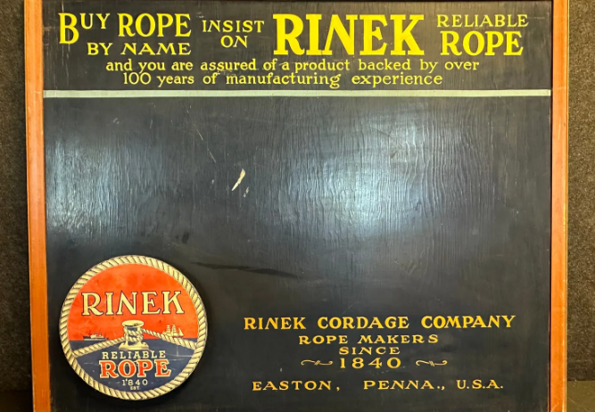 Rinek Cordage Co. Easton Pennsylvania Reliable Rope Chalkboard Sign