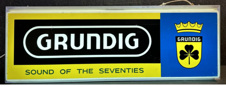 Grundig Sound of the Seventies Lighted Double-Sided Plastic Light Up Sign