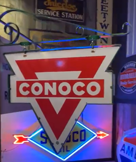 Conoco Gasoline Service Station DSP Hanging Sign