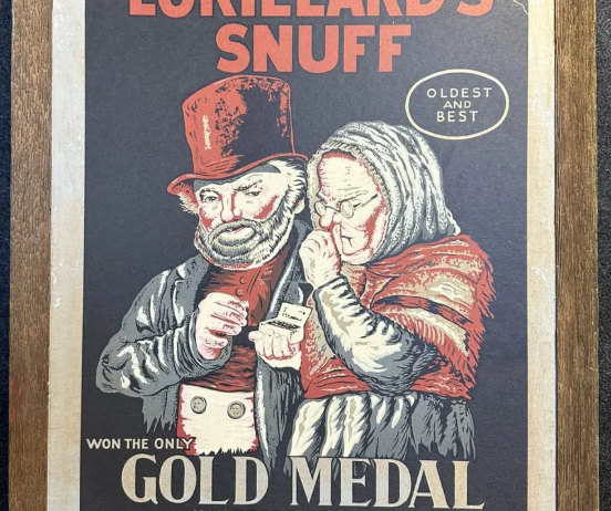 Lorillard’s Snuff Gold Medal Framed Atlanta Exposition Paper on Masonite Sign