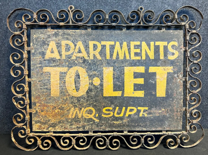 Double Sided Apartment To Let Sign with Wrought Iron Frame