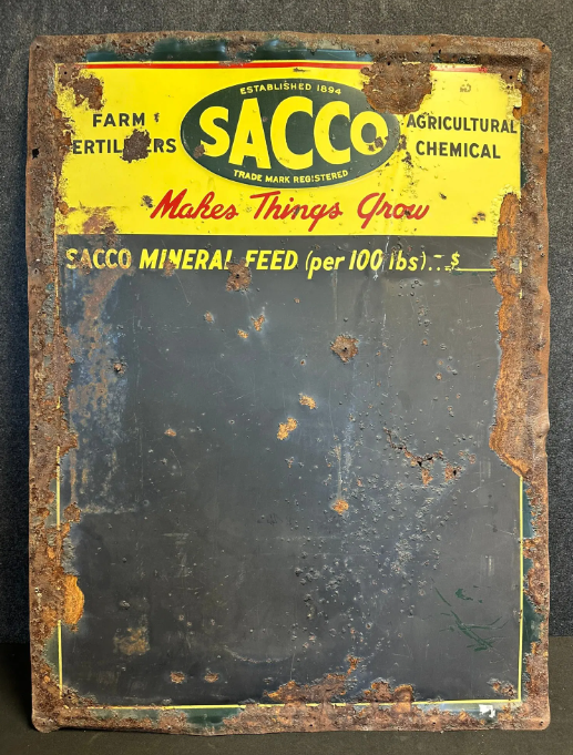 Sacco Mineral Feed SST Embossed Grain Mill Chalkboard Sign