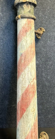 Original Wooden Hand Painted Barber Shop Pole