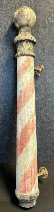 Original Wooden Hand Painted Barber Shop Pole